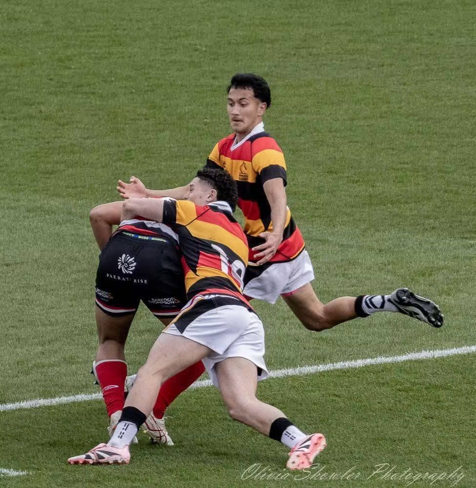 Carson Hunter making a tackle in the Waikato U18 match